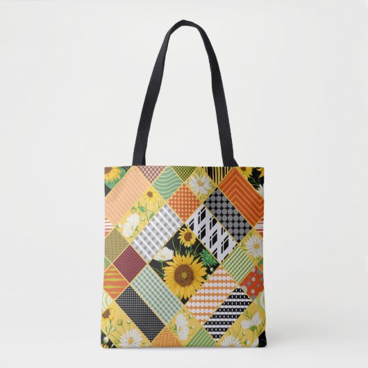 Sonnenblumen Kamille, Patchwork Wasserfarbe. Tasche (Vorderseite)