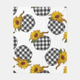 Sonnenblumen Kariert Pumpkin nahtlos Muster. Farmh Fleecedecke