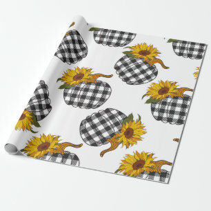 Sonnenblumen Kariert Pumpkin nahtlos Muster. Farmh Geschenkpapier
