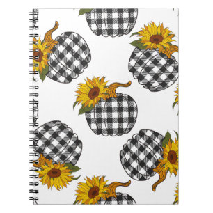 Sonnenblumen, karierter Kürbis, Bauernhaus-Dekorat Notizblock