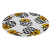 Sonnenblumen, karierter Kürbis, Bauernhaus-Dekorat Schneidebrett (Ecke)