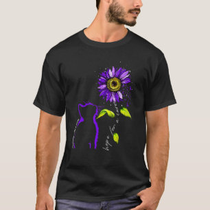 Sonnenblumen-Katze Lila Epilepsie-Bewusstsein T-Shirt