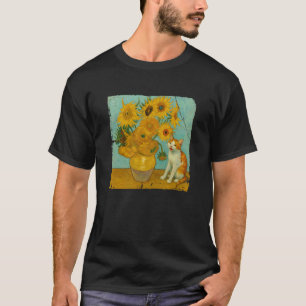 Sonnenblumen Katze Lustig Berühmter Künstler Kätzc T-Shirt