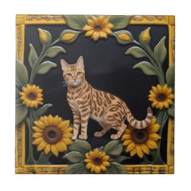 Sonnenblumen Katzen - Bengalkatze & gelbe Sonnenbl