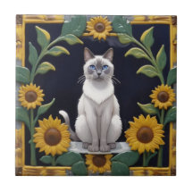 Sonnenblumen Katzen - Siamkatze & gelbe Sonnenblum