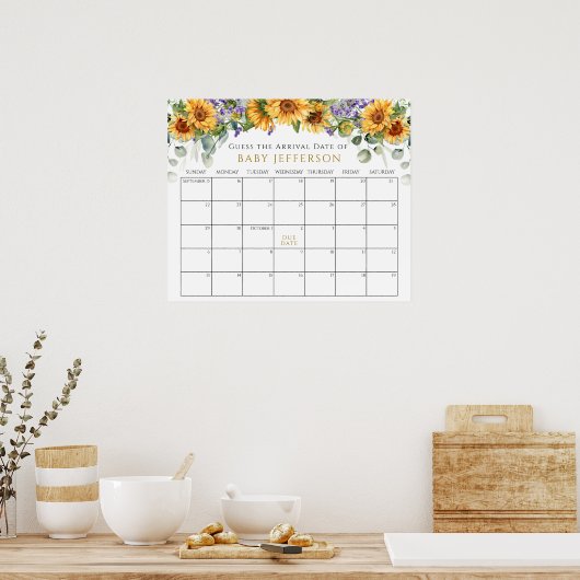 Sonnenblumen Kinderdusche Ratschlag Fälligkeitsdat Poster (Küche)