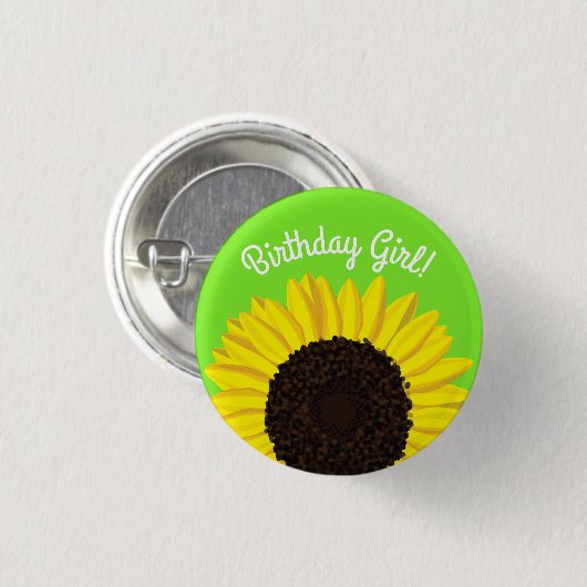 Sonnenblumen Kindergeburtstag Party Button (Vorne & Hinten)