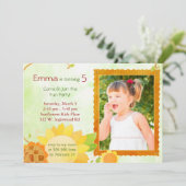 Sonnenblumen Kindergeburtstag Party Foto Einladung (Stehend Vorderseite)