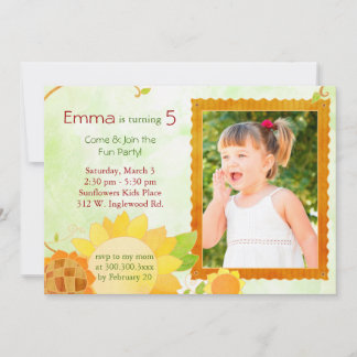 Sonnenblumen Kindergeburtstag Party Foto Einladung