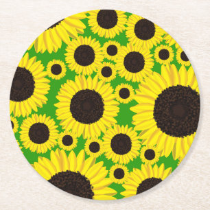 Sonnenblumen-Kindergeburtstag Sommer Hübsche Blume Runder Pappuntersetzer