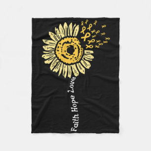 Sonnenblumen Kinderkrebs Ribbon Faith Hope Liebe Fleecedecke