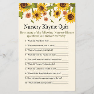 Sonnenblumen Kinderzimmer Rhyme Quiz Kinderduschen