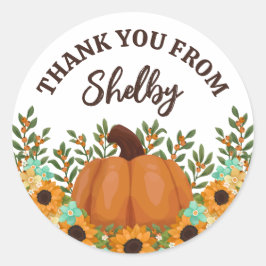 Sonnenblumen Kleine Pumpkin Baby Dusche Danke Runder Aufkleber