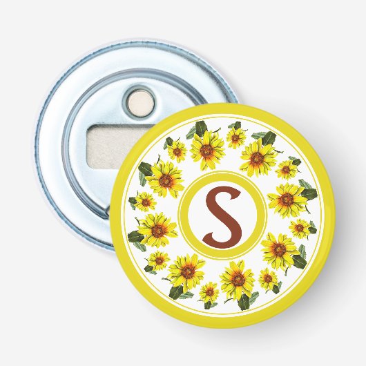 Sonnenblumen-Knopf-Flaschenöffner Flaschenöffner (Vorderseite)