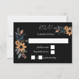 Sonnenblumen kontrastieren schwarze Hochzeit RSVP Karte