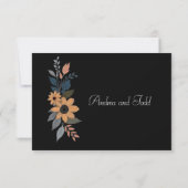 Sonnenblumen kontrastieren schwarze Hochzeit RSVP Karte (Rückseite)