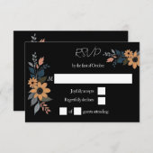 Sonnenblumen kontrastieren schwarze Hochzeit RSVP Karte (Vorne/Hinten)