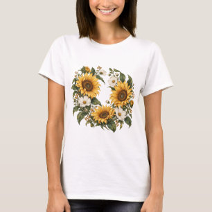 Sonnenblumen-Kosmos-Kranz T-Shirt