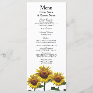 Sonnenblumen Kostenlose Hochzeitspakete Set Kits Menükarte