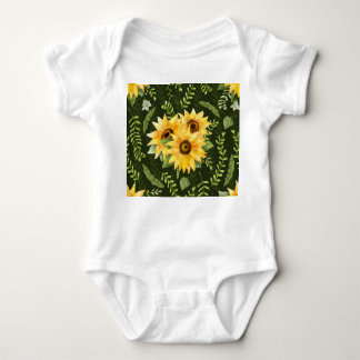 Sonnenblumen Kräuter Blätter Aquarellmuster Baby Strampler