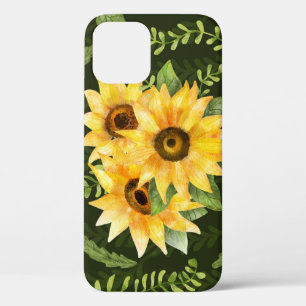 Sonnenblumen Kräuter Blätter Aquarellmuster Case-Mate iPhone Hülle