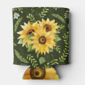 Sonnenblumen Kräuter Blätter Aquarellmuster Dosenkühler (Rückseite)