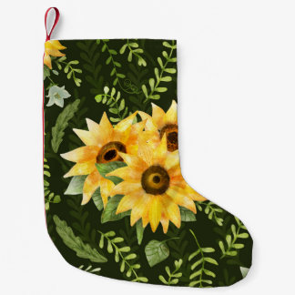 Sonnenblumen Kräuter Blätter Aquarellmuster Kleiner Weihnachtsstrumpf