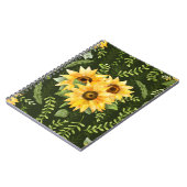 Sonnenblumen Kräuter Blätter Aquarellmuster Notizblock (Linke Seite)
