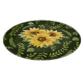 Sonnenblumen Kräuter Blätter Aquarellmuster Schneidebrett (Ecke)