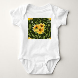 Sonnenblumen Kräuter Blätter Wasserfarbenmuster Baby Strampler
