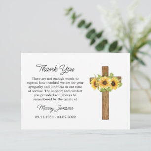 Sonnenblumen-Kreuz-Mitgefühl-Dankeschön-Karte Dankeskarte