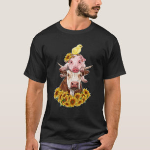 Sonnenblumen-Kuh Und Schwein Und Küken Bauernhofti T-Shirt