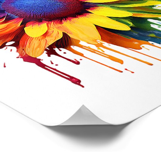 Sonnenblumen Kunst, Abstrakte Blume Malerei Poster (Ecke)