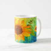 Sonnenblumen Kunst, Farben Wasser Hintergrund Kaffeetasse (VorderseiteRechts)