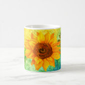 Sonnenblumen Kunst, Farben Wasser Hintergrund Kaffeetasse (Mittel)