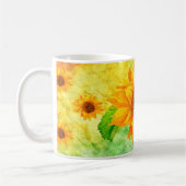 Sonnenblumen Kunst, Farben Wasser Hintergrund Kaffeetasse (Links)
