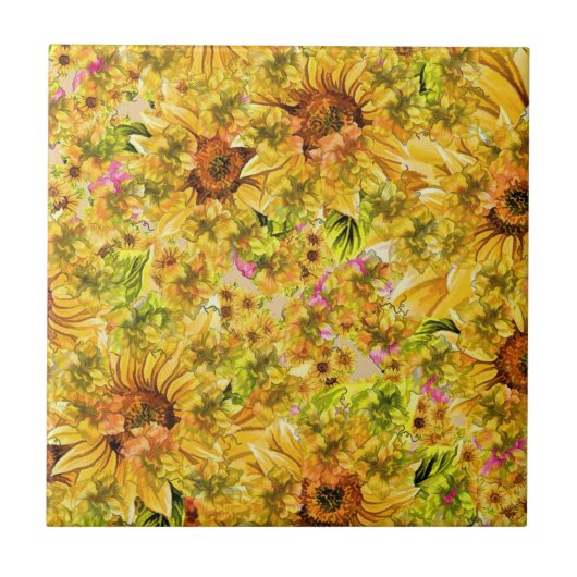 Sonnenblumen Kunst Fliese (Vorderseite)