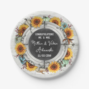 Sonnenblumen-Kürbis-Rustikale-Land-Herbst-Hochzeit Pappteller