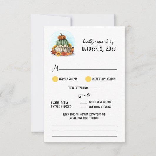 Sonnenblumen Kürbis Rustikale Landfarm Hochzeit im RSVP Karte (Vorderseite)