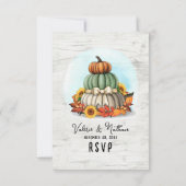 Sonnenblumen Kürbis Rustikale Landfarm Hochzeit im RSVP Karte (Rückseite)