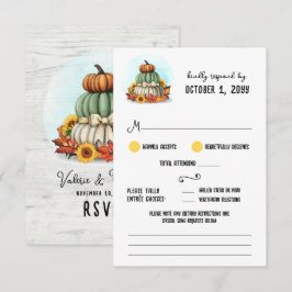 Sonnenblumen Kürbis Rustikale Landfarm Hochzeit im RSVP Karte