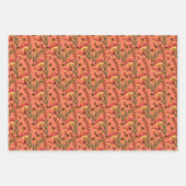 Sonnenblumen, Kürbis und Pilze auf Korallenrosa Geschenkpapier Set (Vorderseite 3)