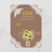 Sonnenblumen Lace Mason Jar RSVP Card (Vorne/Hinten)