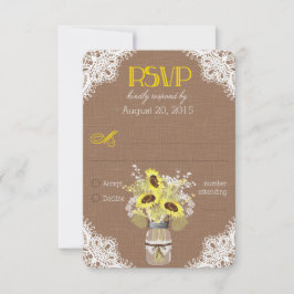 Sonnenblumen Lace Mason Jar RSVP Card Karte