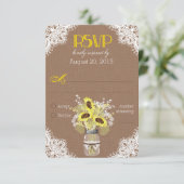 Sonnenblumen Lace Mason Jar RSVP Card Karte (Stehend Vorderseite)