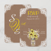Sonnenblumen Lace Mason Jar RSVP Card Karte (Vorne/Hinten)