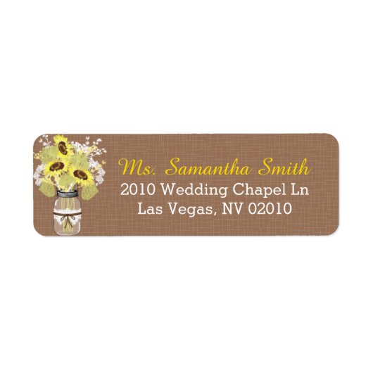 Sonnenblumen Lace Mason Jar Wedding Labels (Vorne)