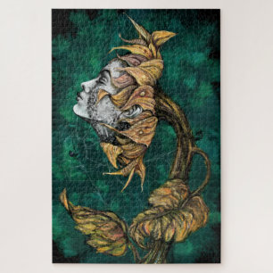 Sonnenblumen Lady Surrealismus Art Puzzle - Malere