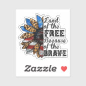 Sonnenblumen Land der Freie wegen der Brave Aufkleber (Blatt)