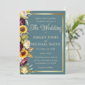 Sonnenblumen Land Elegance Hochzeit Einladung (Stehend Vorderseite)